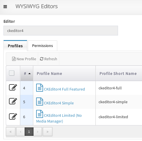 SCHLIX CMS multiple WYSIWYG editor profile