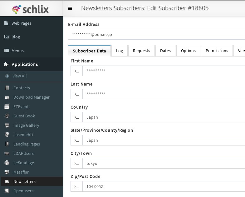 Newsletters Edit User