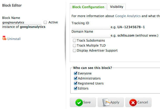 Google Analytics Block