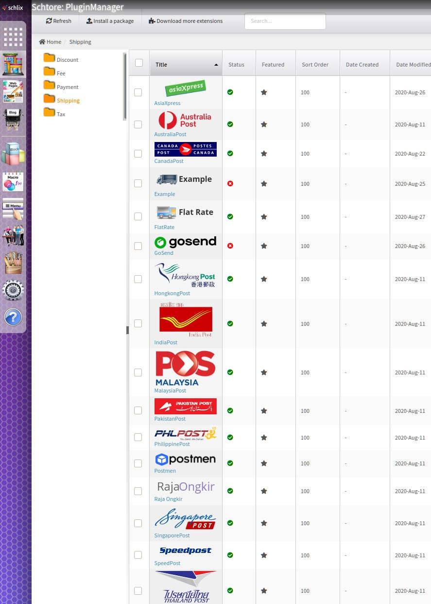 SCHLIX E-commerce - shipping plugins