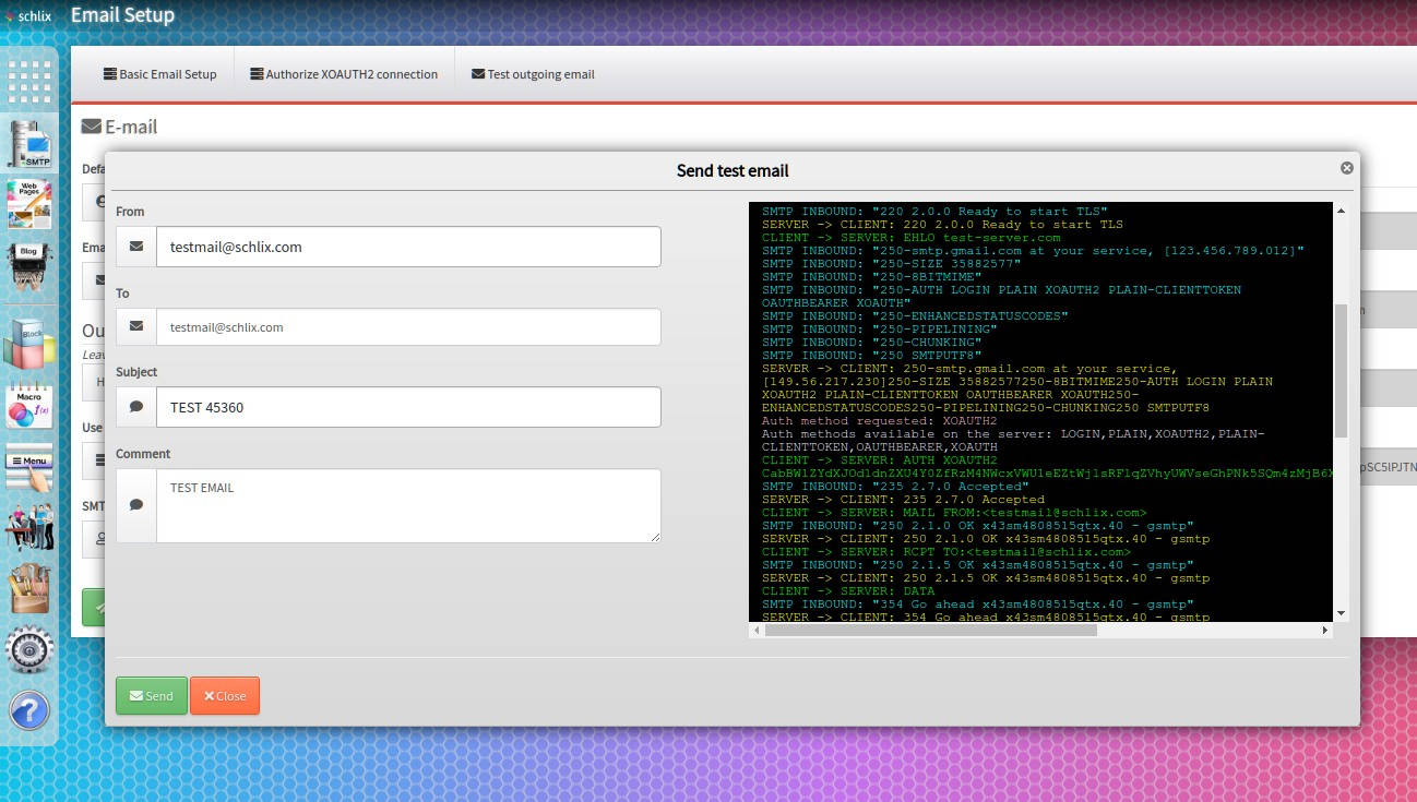 GMail SMTP OAUTH2 settings test