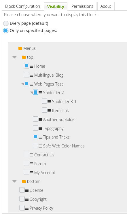 Block Visibility in Schlix CMS