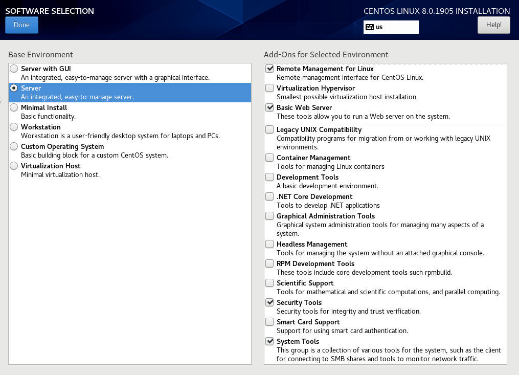 Centos 8 - server set up