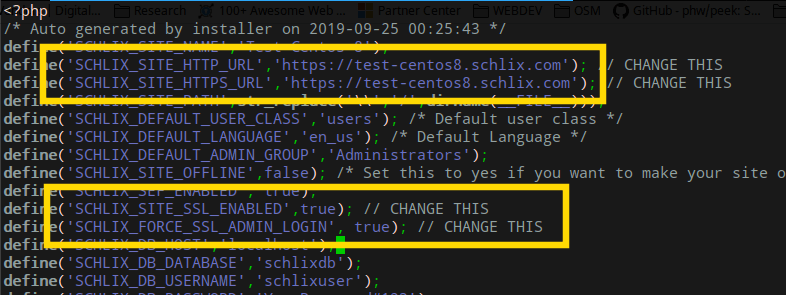 Changed SSL config