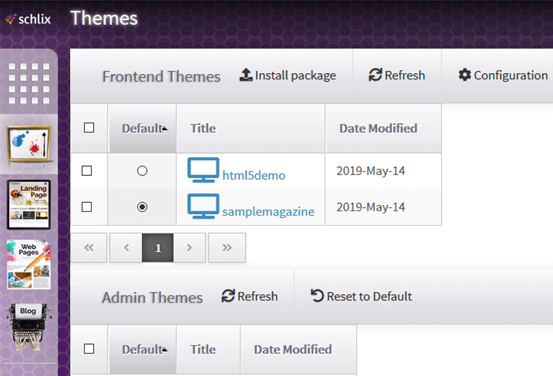 Change Site theme in SCHLIX CMS