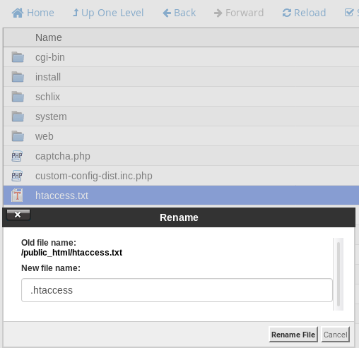 Rename htaccess.txt to .htaccess