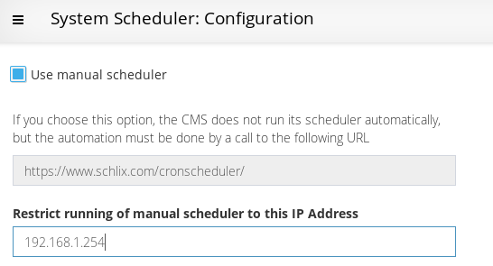 SCHLIX CMS Cron Configuration