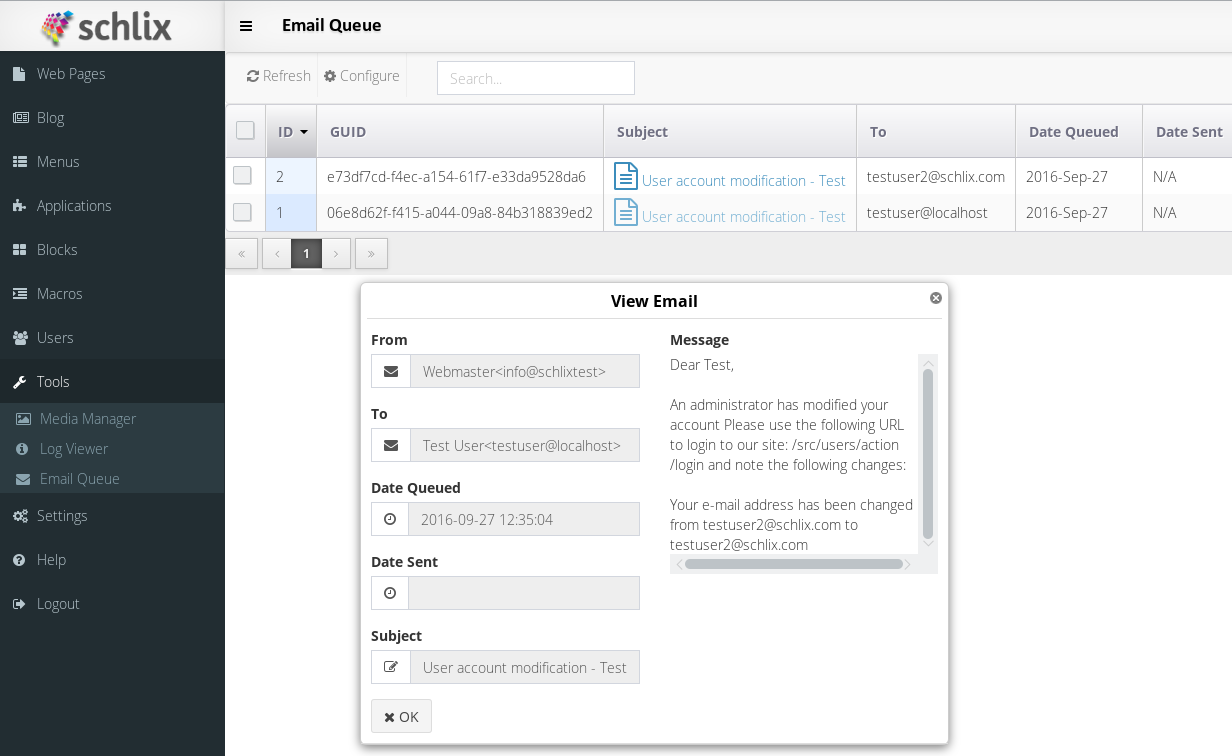 Email Queue in SCHLIX CMS