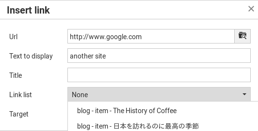 How to insert a link to TinyMCE