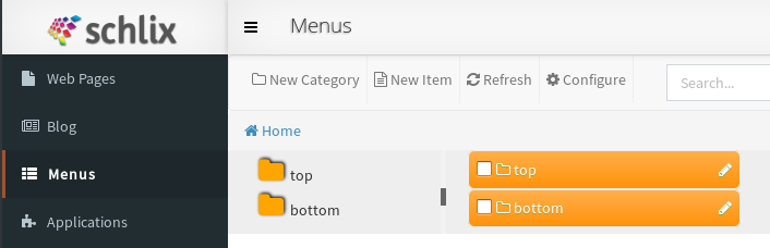 SCHLIX CMS Menu Categories