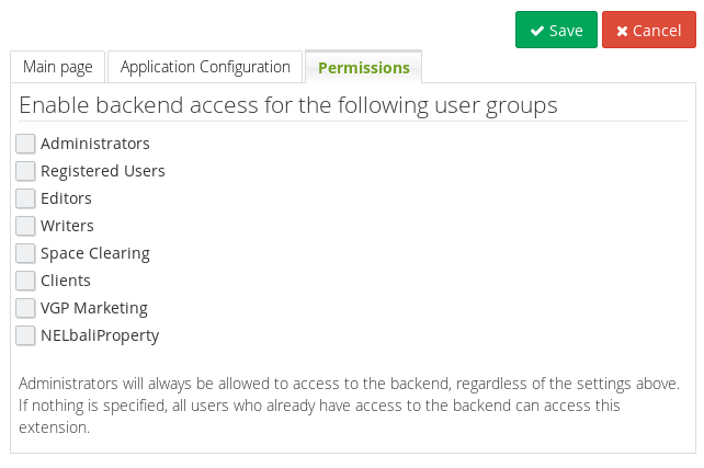 SCHLIX CMS Backend Permission