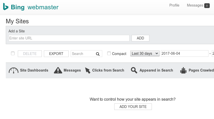 Bing Webmasters Tools