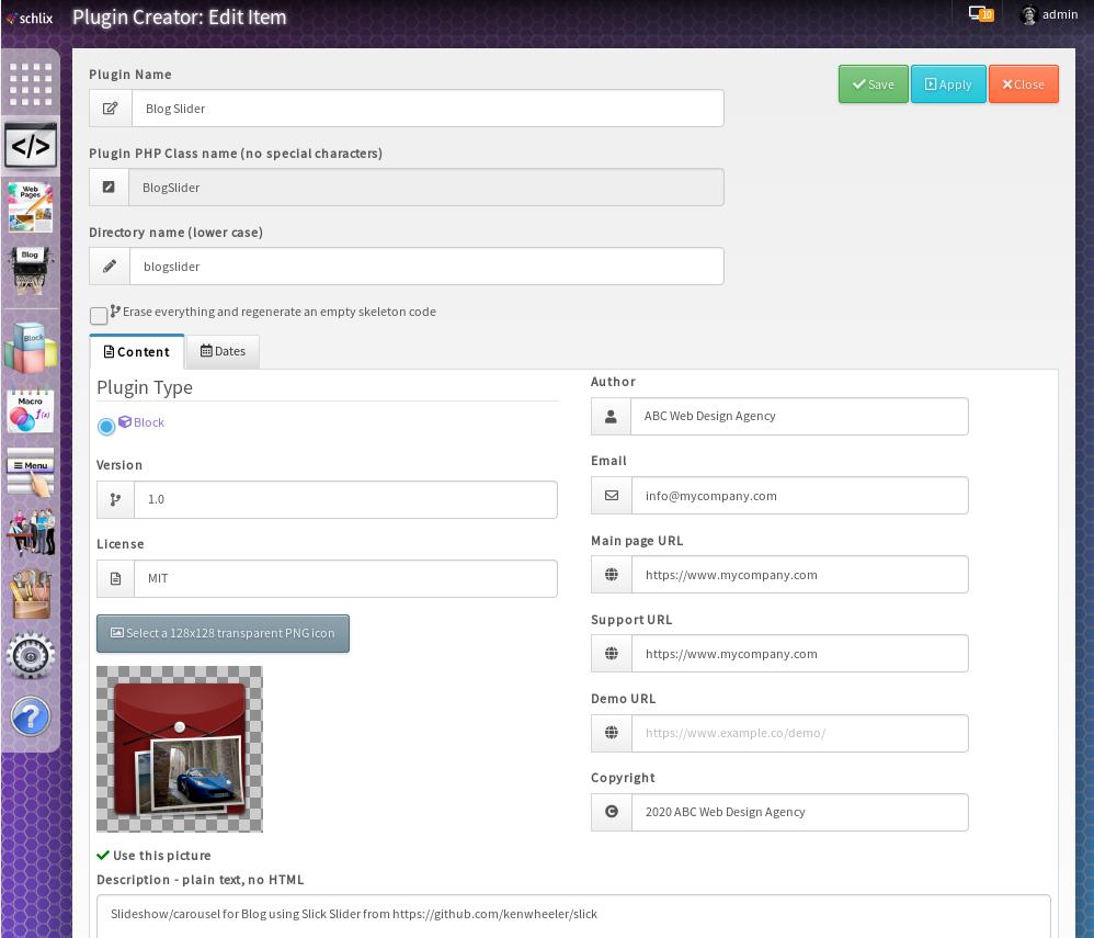 Plugin Creator - Blog Slider