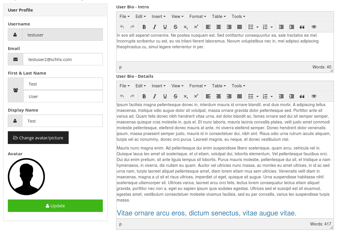 Users Change Profile Frontend - SCHLIX